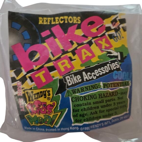 1995 Wendys Kids Meals Bike Trax Reflectors New in Package - Picture 1 of 2